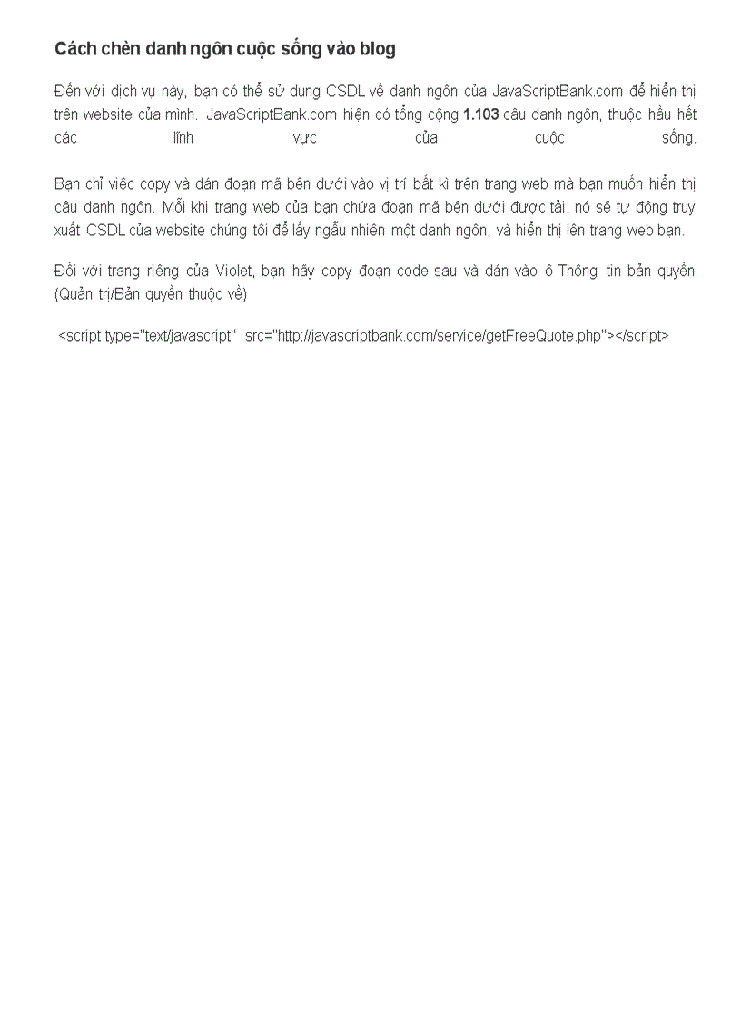 image for page Cách chèn danh ngôn cuộc sống vào blog