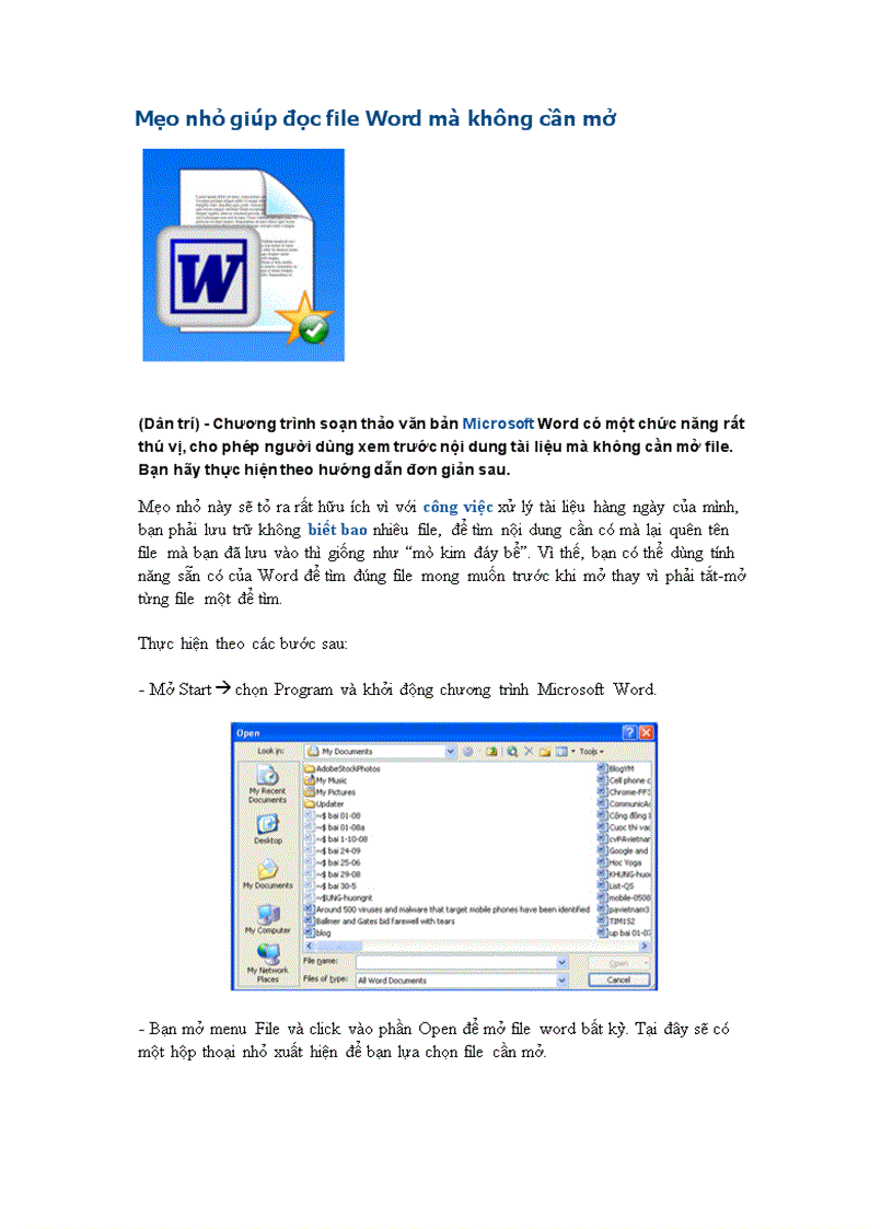 image for page Cách đọc file Word mà không cần mở