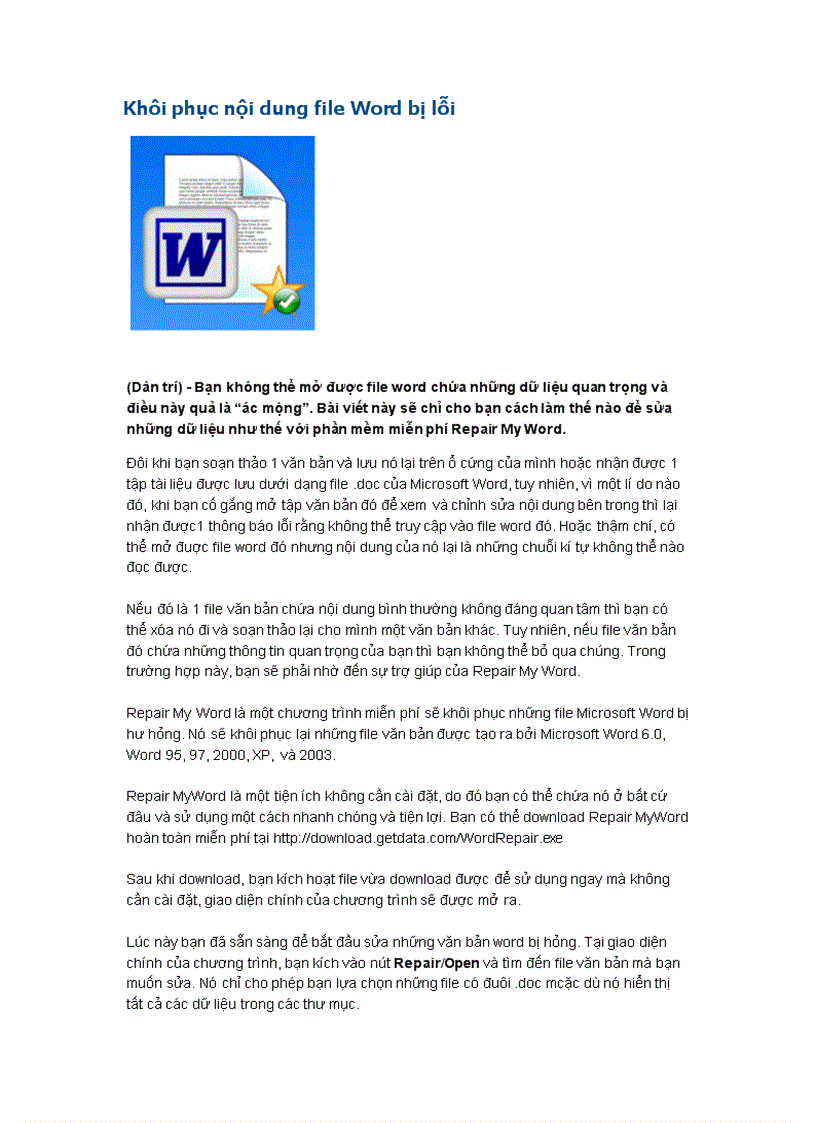 image for page Cách khôi phục nội dung file Word bị lỗi