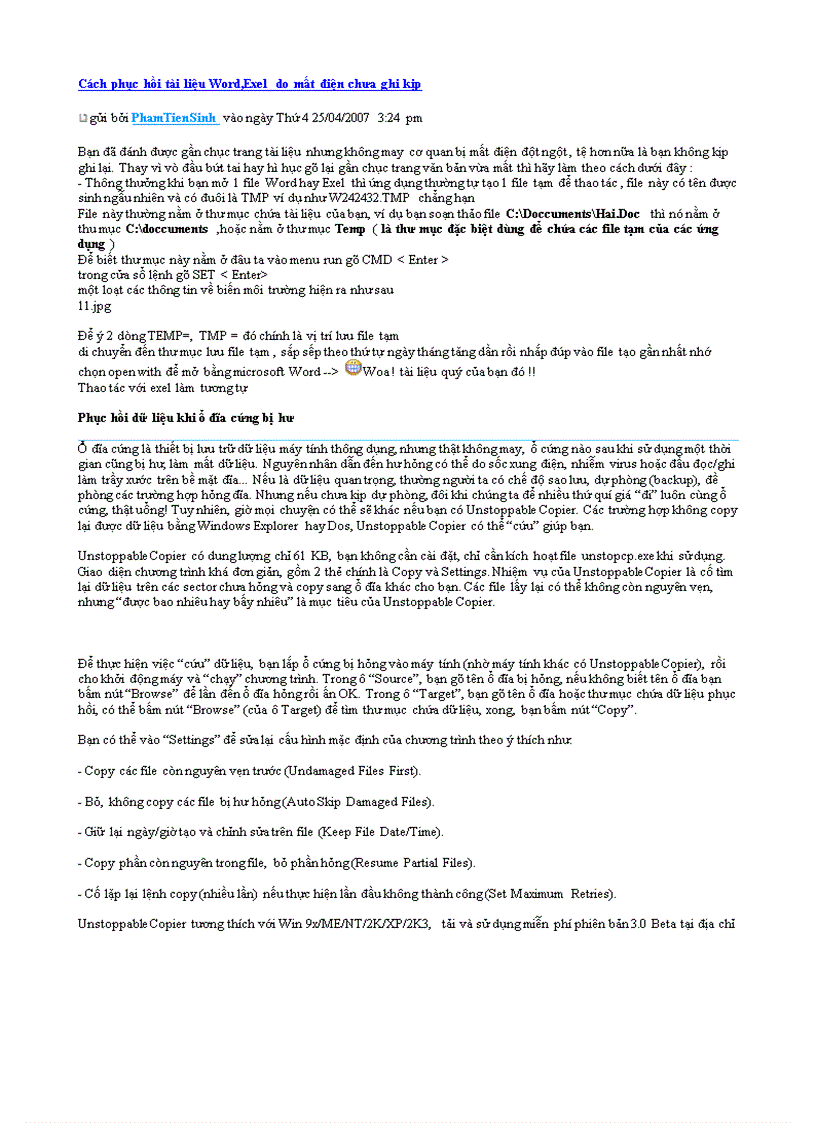 image for page Cách phục hồi File Word và Exel chưa lưu