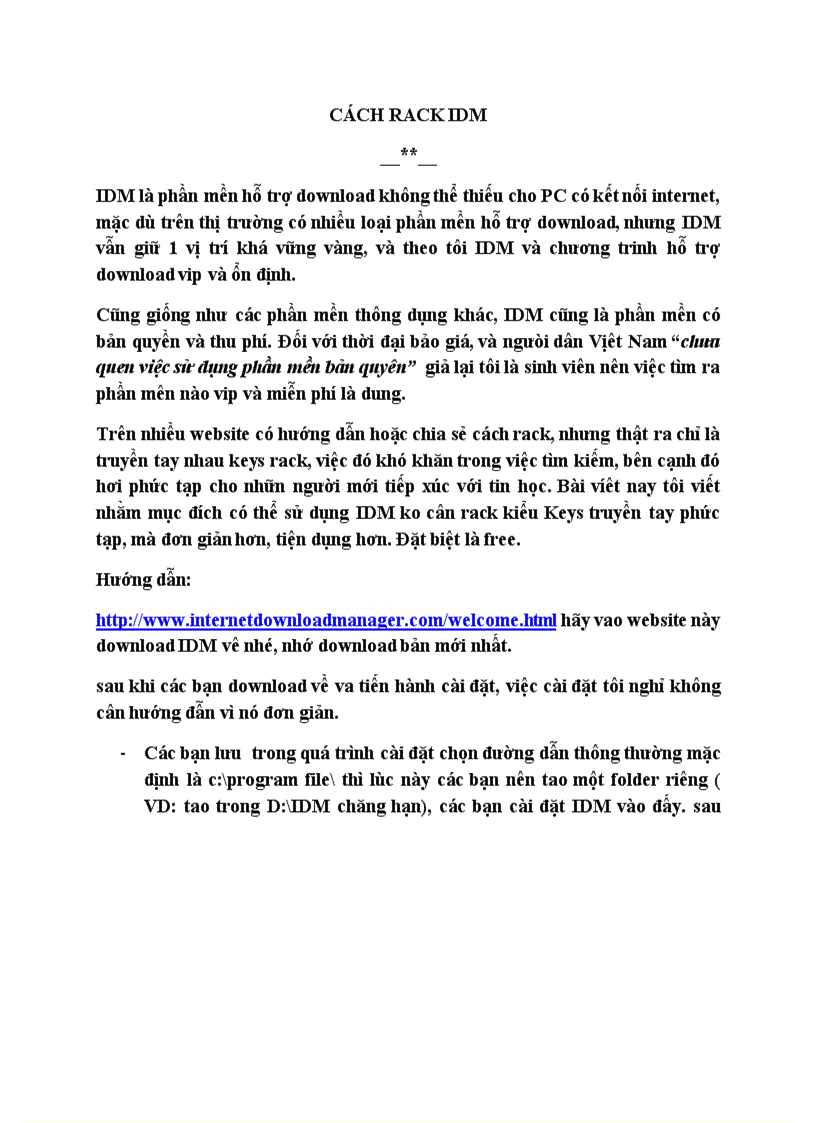 image for page Cách rack IDM hỗ trợ dowload