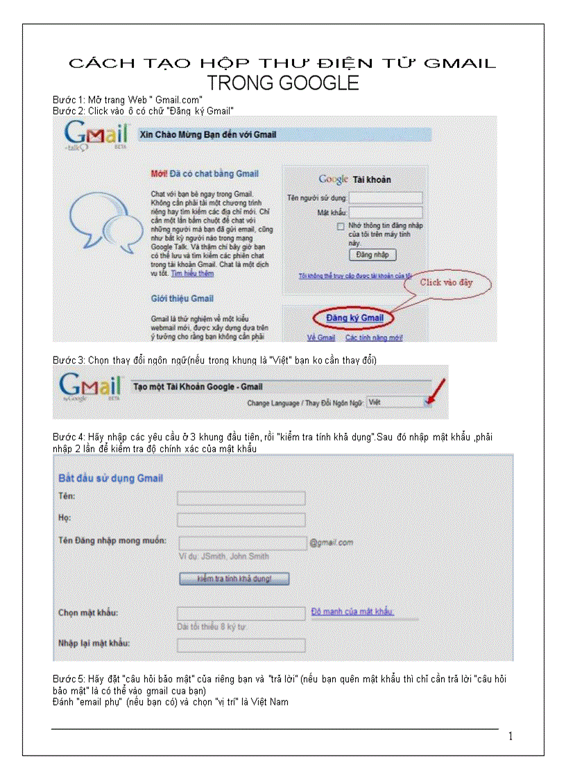 Cách tạo một hộp thư điện tử gmail trong google