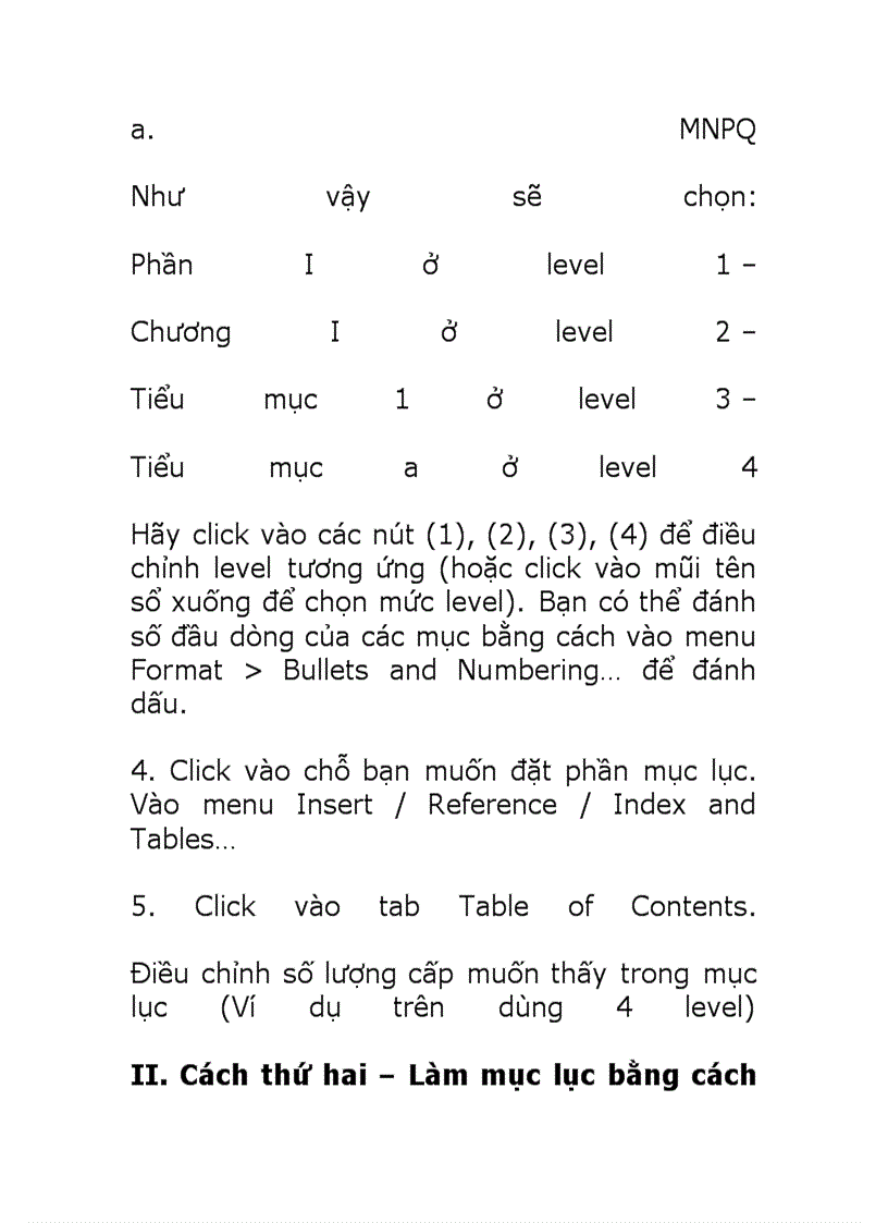 image for page Cách Tạo Mục Lục Tự Động