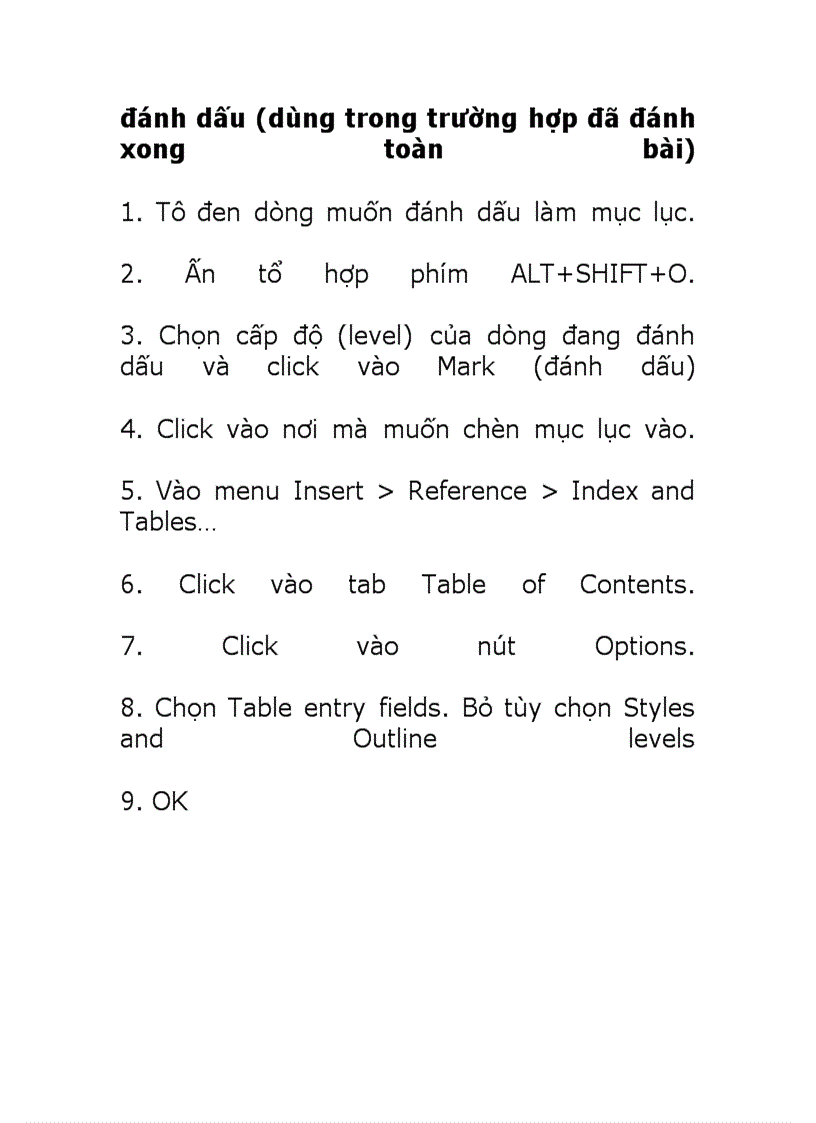 image for page Cách Tạo Mục Lục Tự Động
