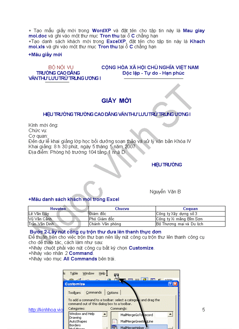 image for page Cách trộn thư trong Word XP