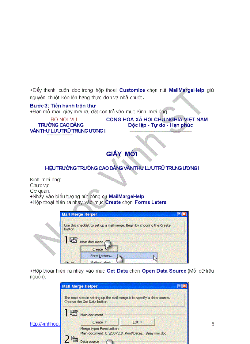 image for page Cách trộn thư trong Word XP