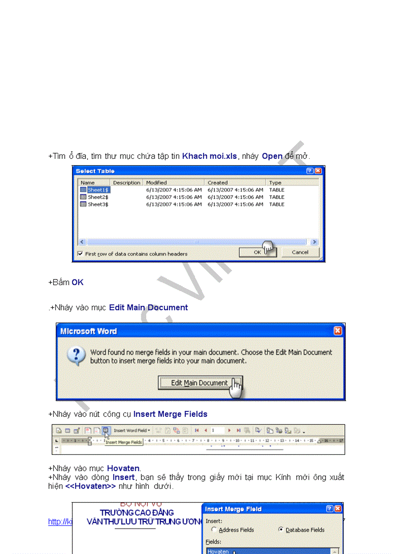 image for page Cách trộn thư trong Word XP