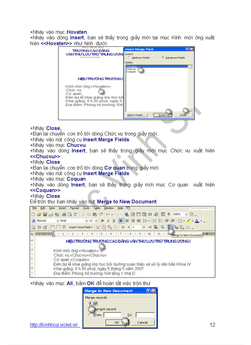 image for page Cách trộn thư trong Word XP