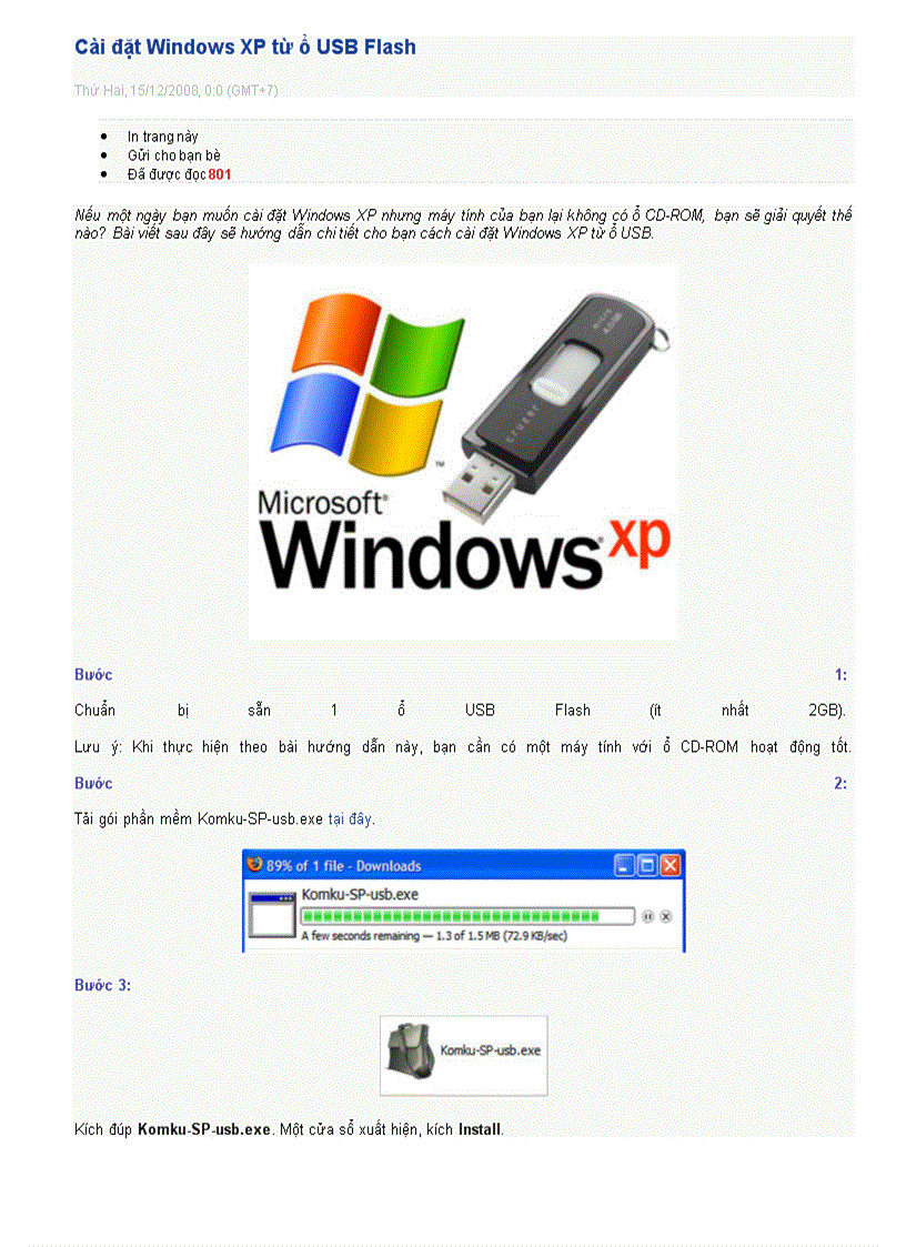 image for page Cài đặt WinXP từ USB đã làm thành công