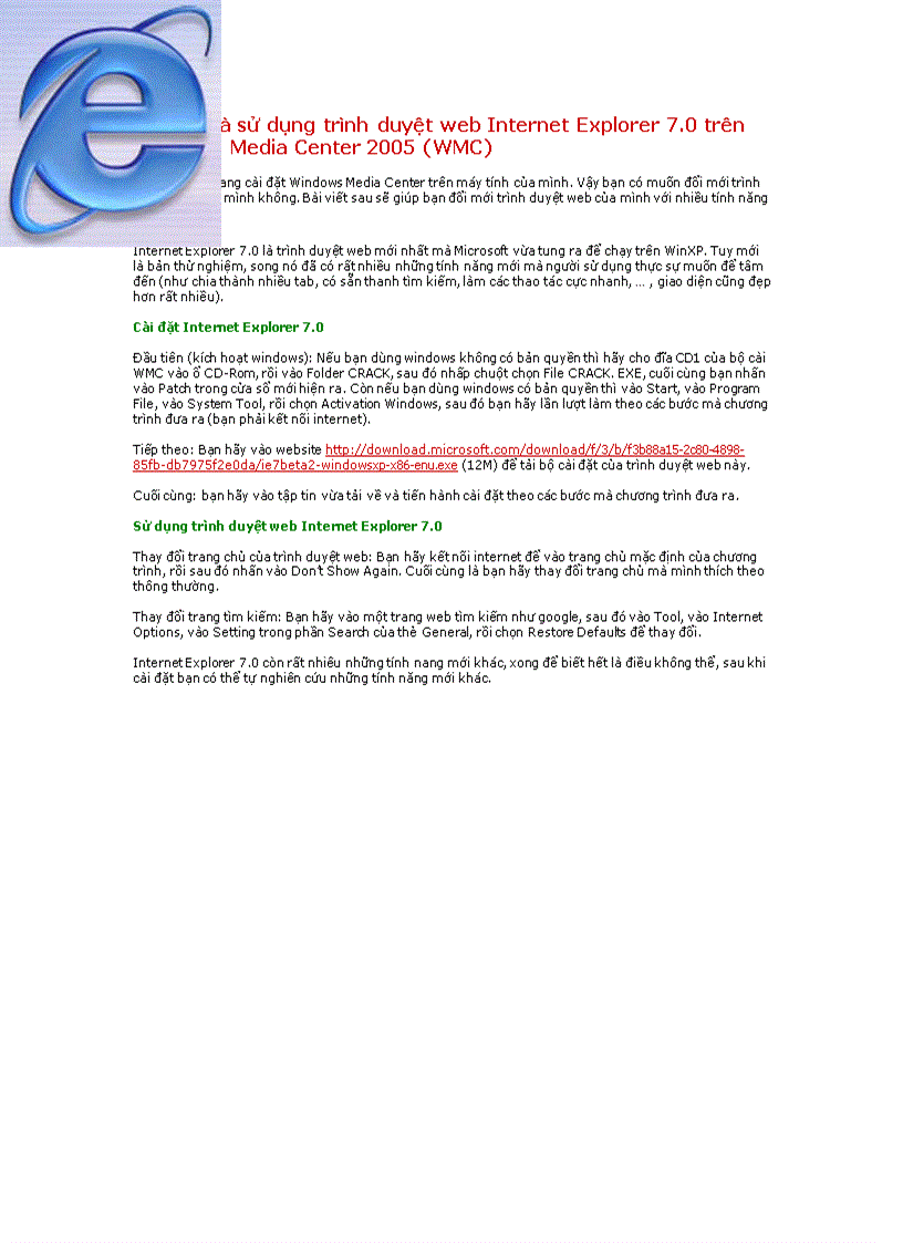 image for page Cài đạtvà sử dụng trình duyệt Wed Internet Xplo