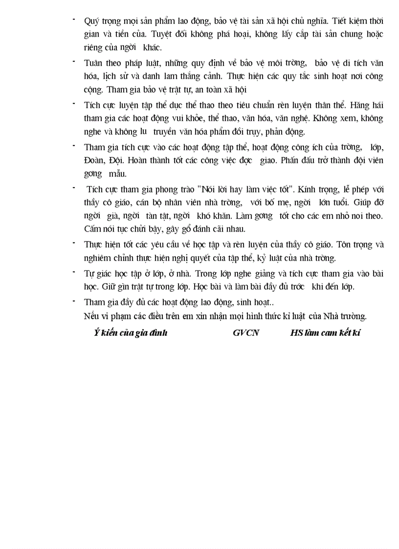 image for page Cam kết của hs năm học 2010 2011