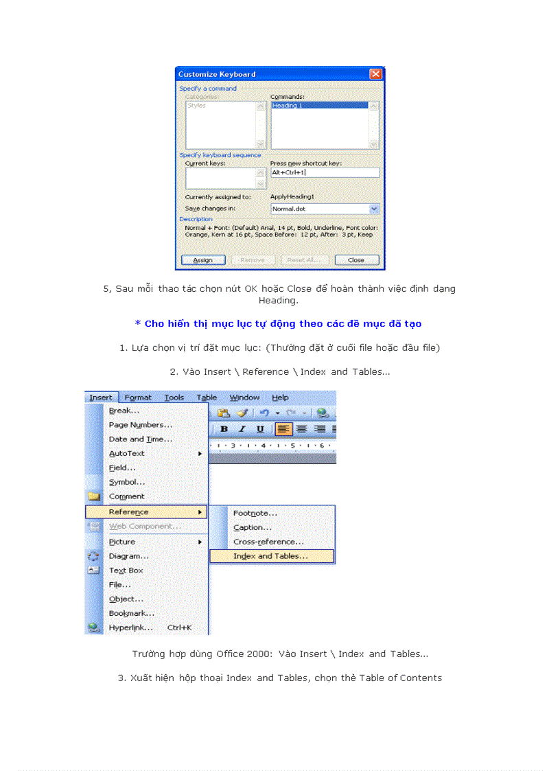 image for page Cấu tạo mục lục tự động trong word