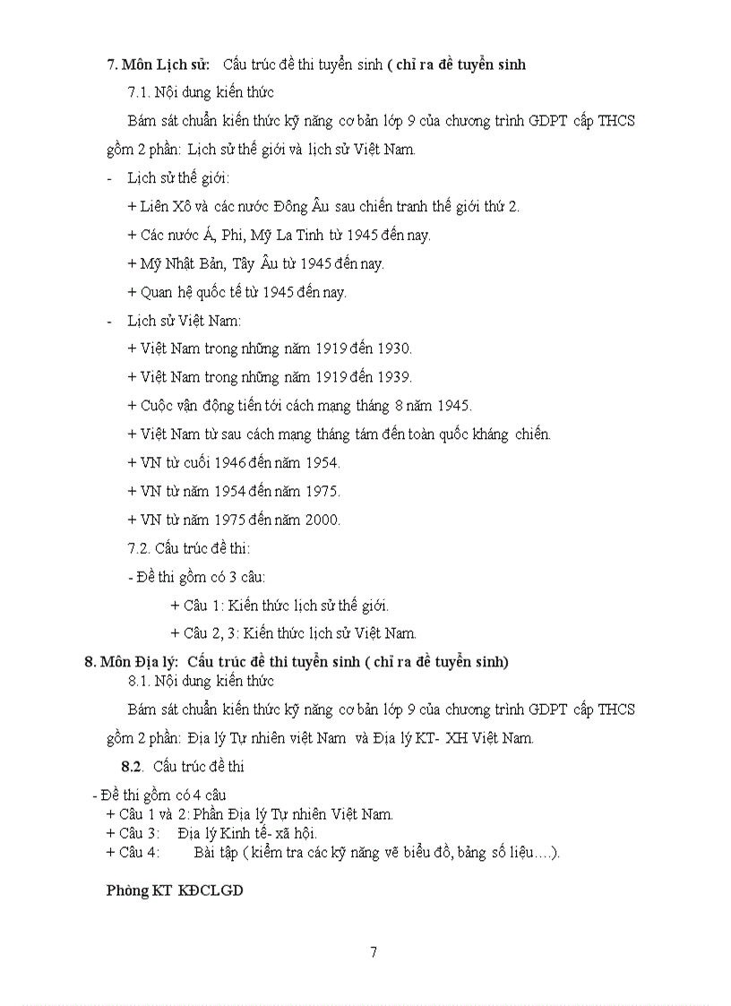 image for page Cấu trúc đề thi tuiye63n sinh vào lớp 10 và thi vào trường chuyên năm 2011