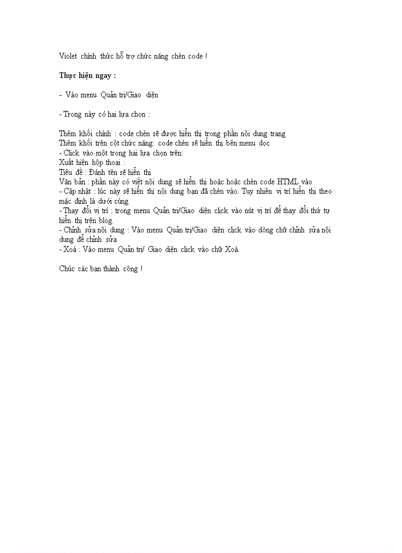 image for page Chèn code vào blog Violet một cách an toàn doc