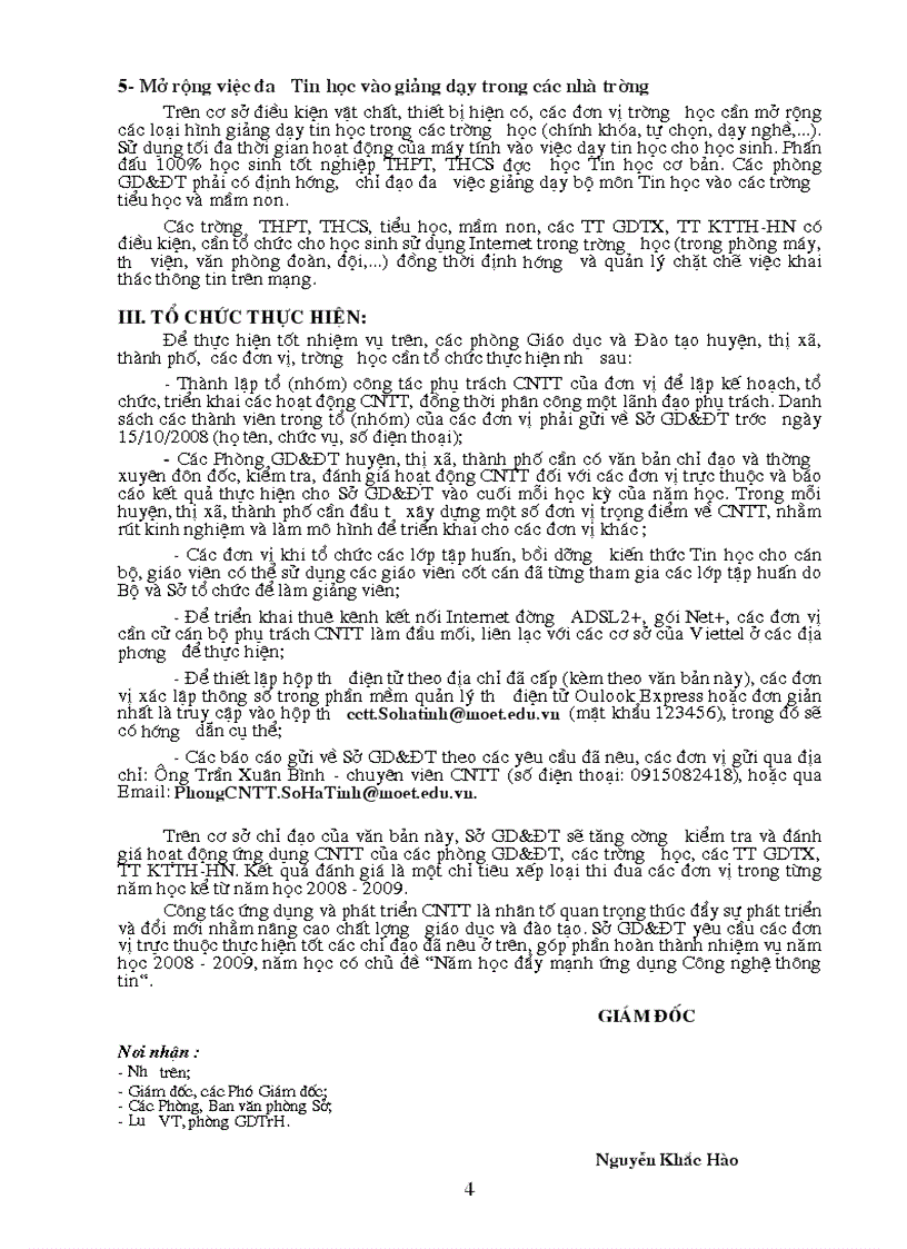 image for page Chỉ thị về hoạt đọng CNTT