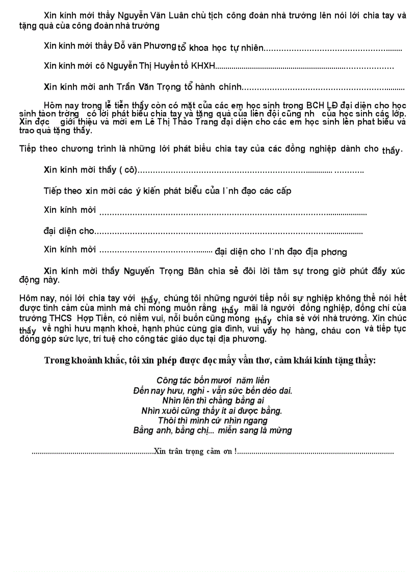 image for page Chuong trinh chia tay thay Hieu truong Nguyen Trong Ban