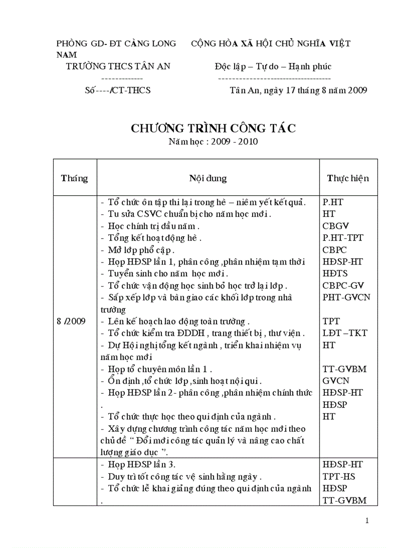 image for page Chương trình công tác của trường