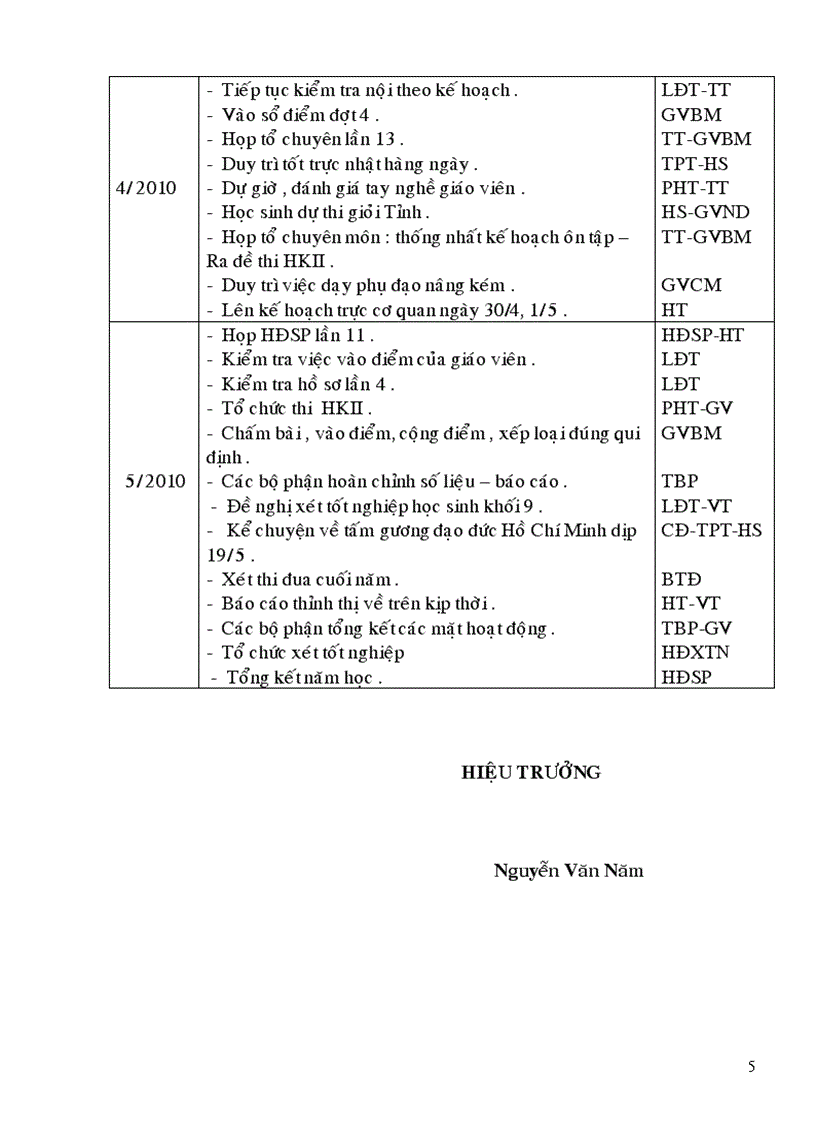 image for page Chương trình công tác của trường