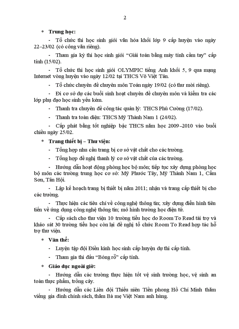 image for page Chương trình công tác tháng 02 năm 2011