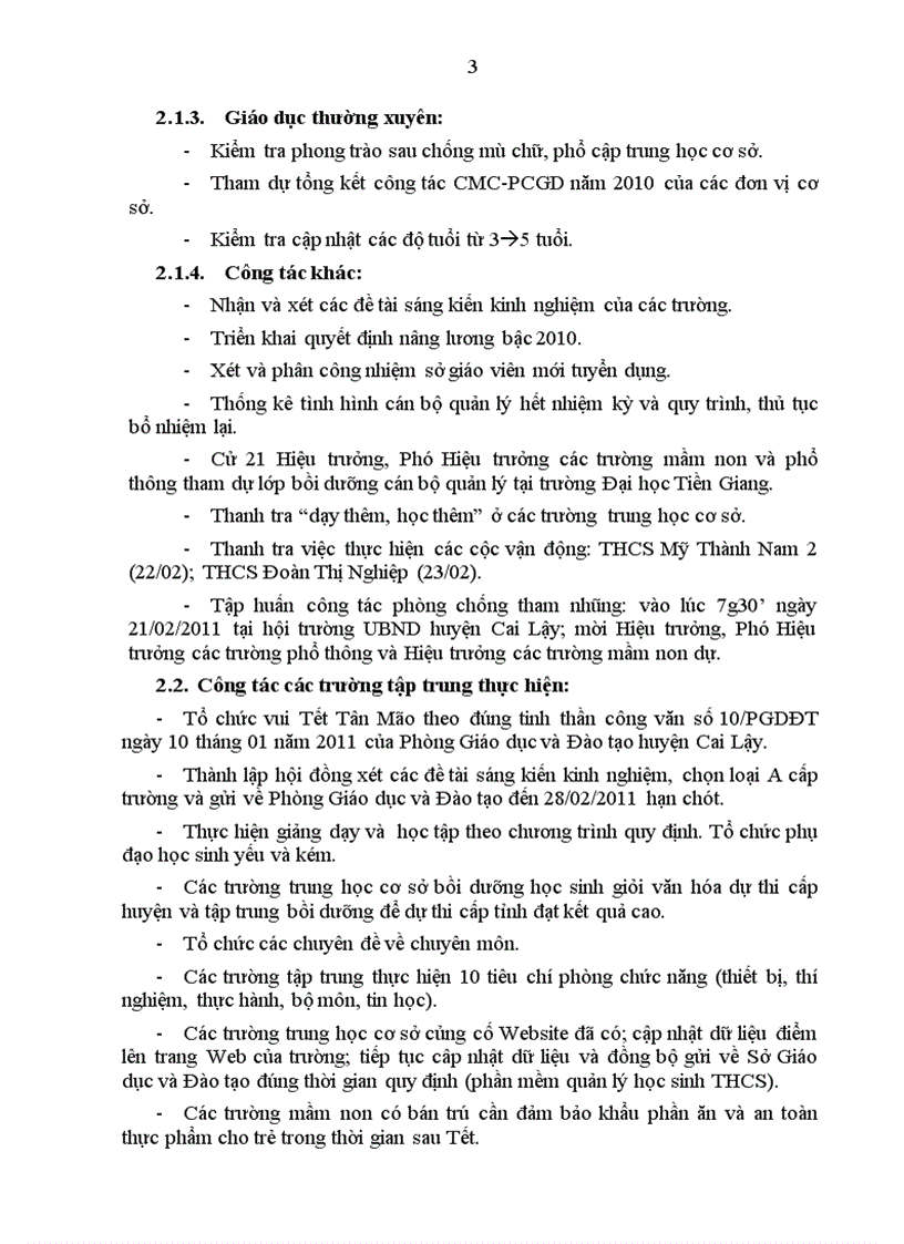 image for page Chương trình công tác tháng 02 năm 2011