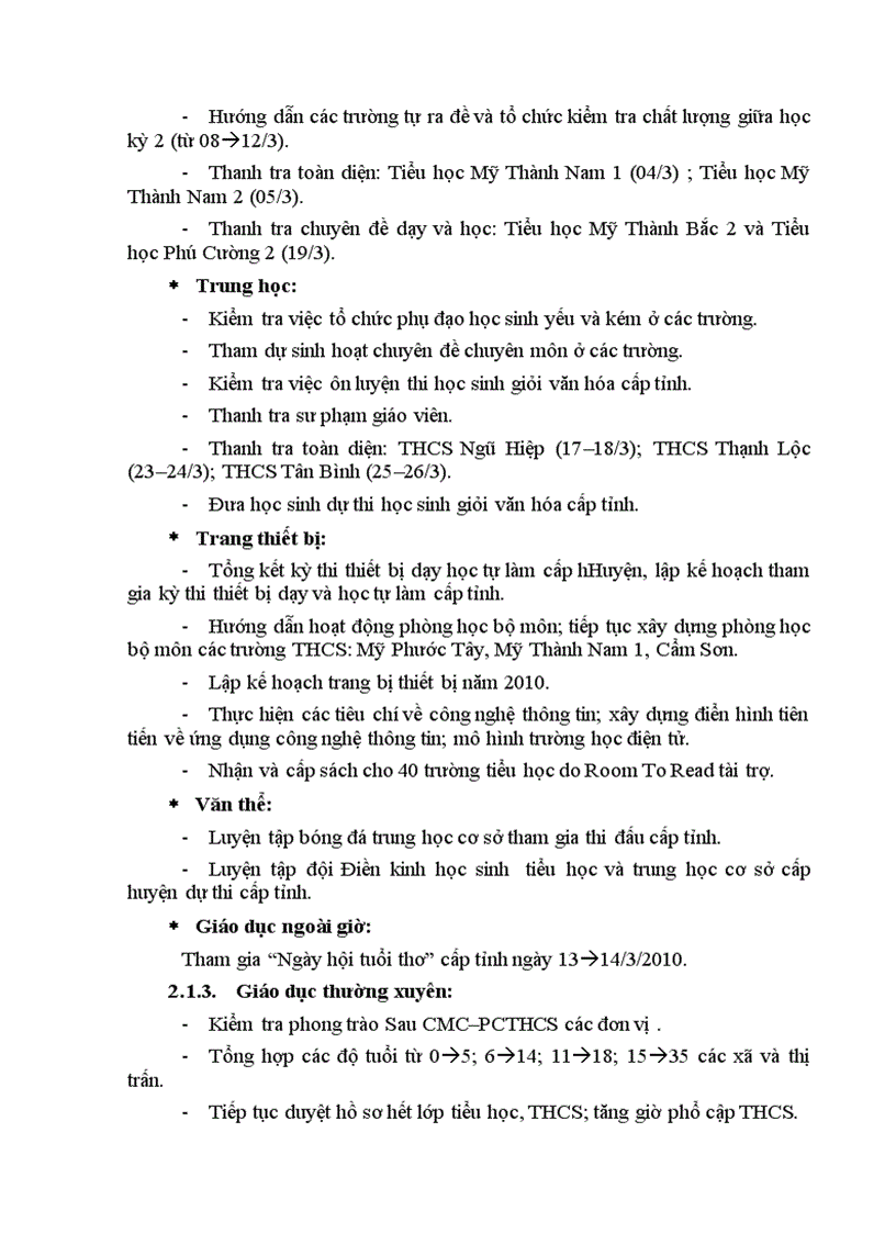 image for page Chương trình công tác tháng 3 năm 2010