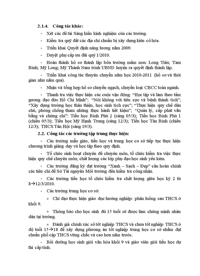 image for page Chương trình công tác tháng 3 năm 2010