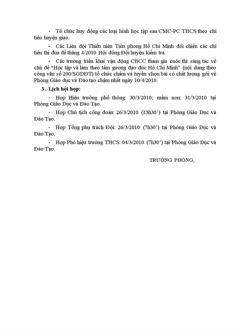 image for page Chương trình công tác tháng 3 năm 2010