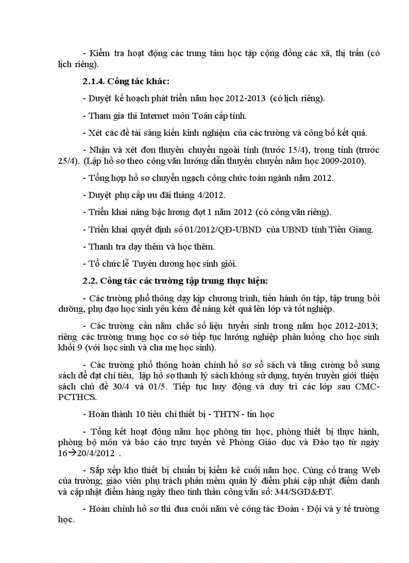 image for page Chương trình công tác tháng 4 năm 2012