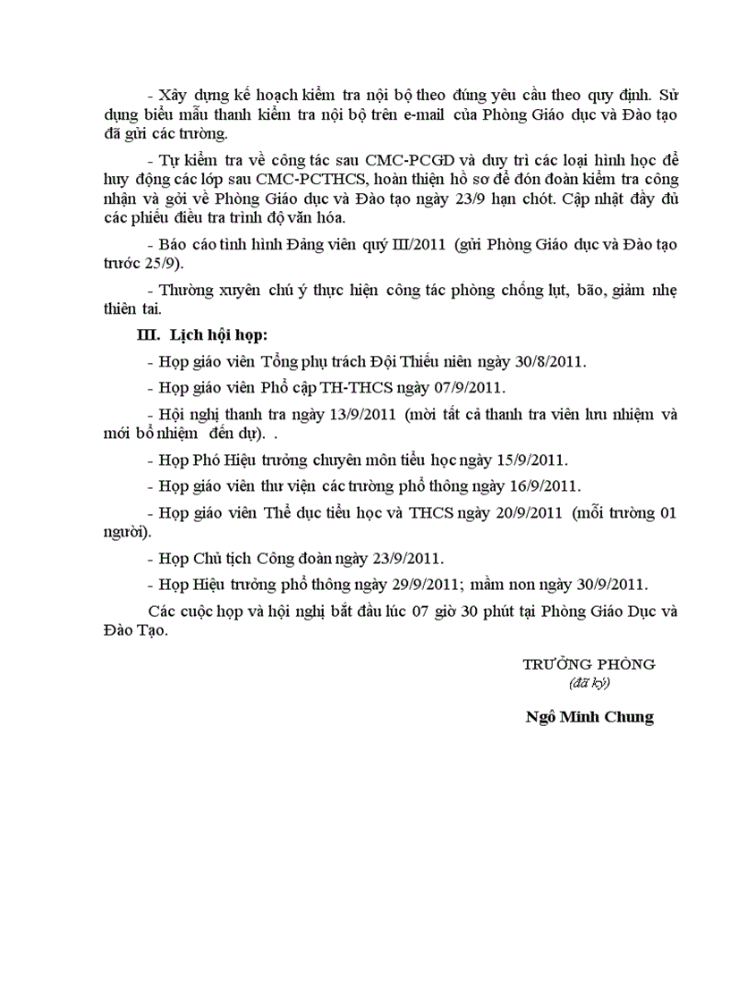 image for page Chương trình công tác tháng 9 năm 2011