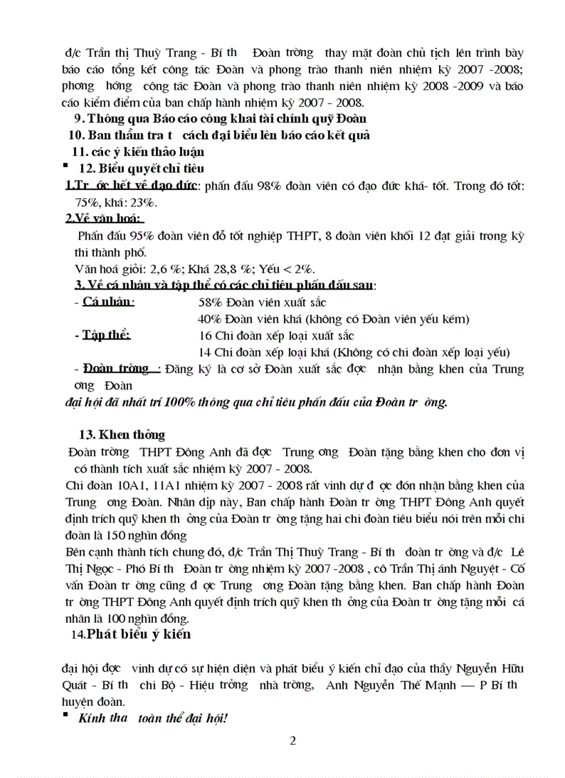 image for page Chuong trinh Dai hoi doan truong chuan