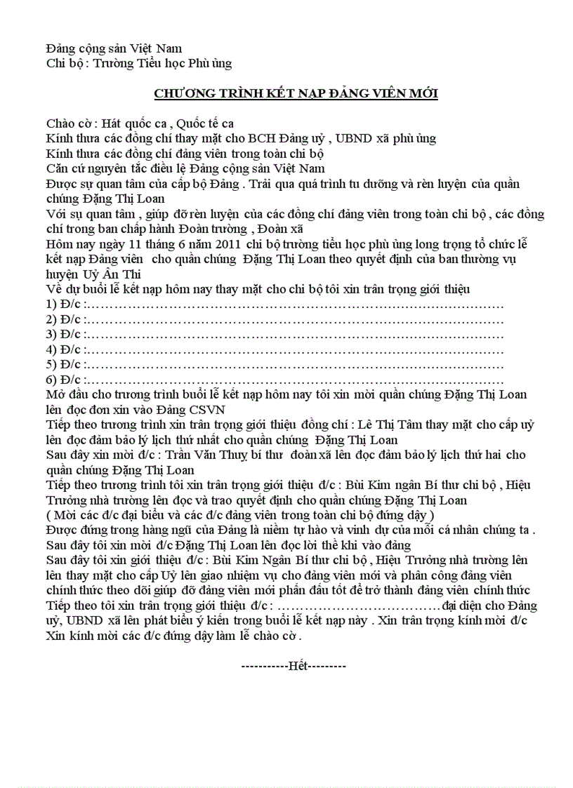 image for page Chương trình ĐH chi bộ và kết nạp Đảng viên mới