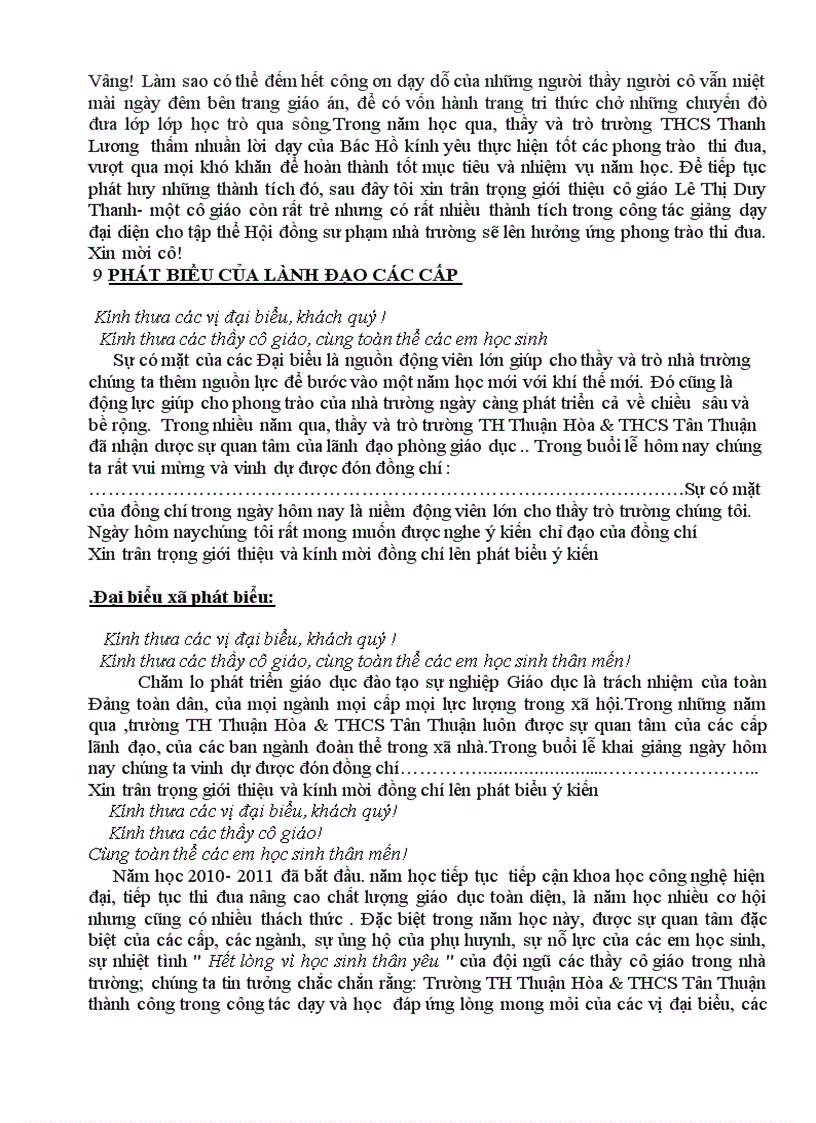 image for page Chương trình khai giảng 2010 2011 đầy đủ