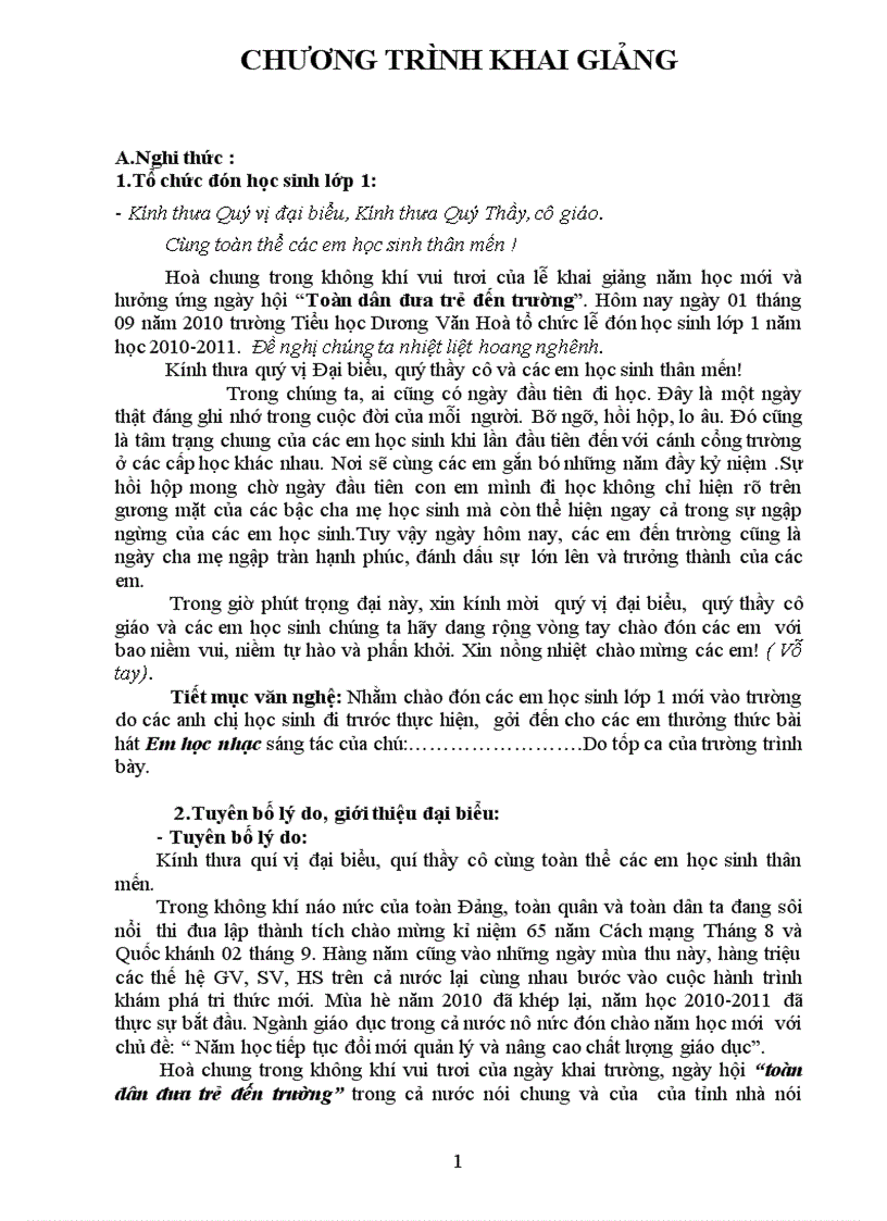 image for page Chương trình khai giảng chi tiết