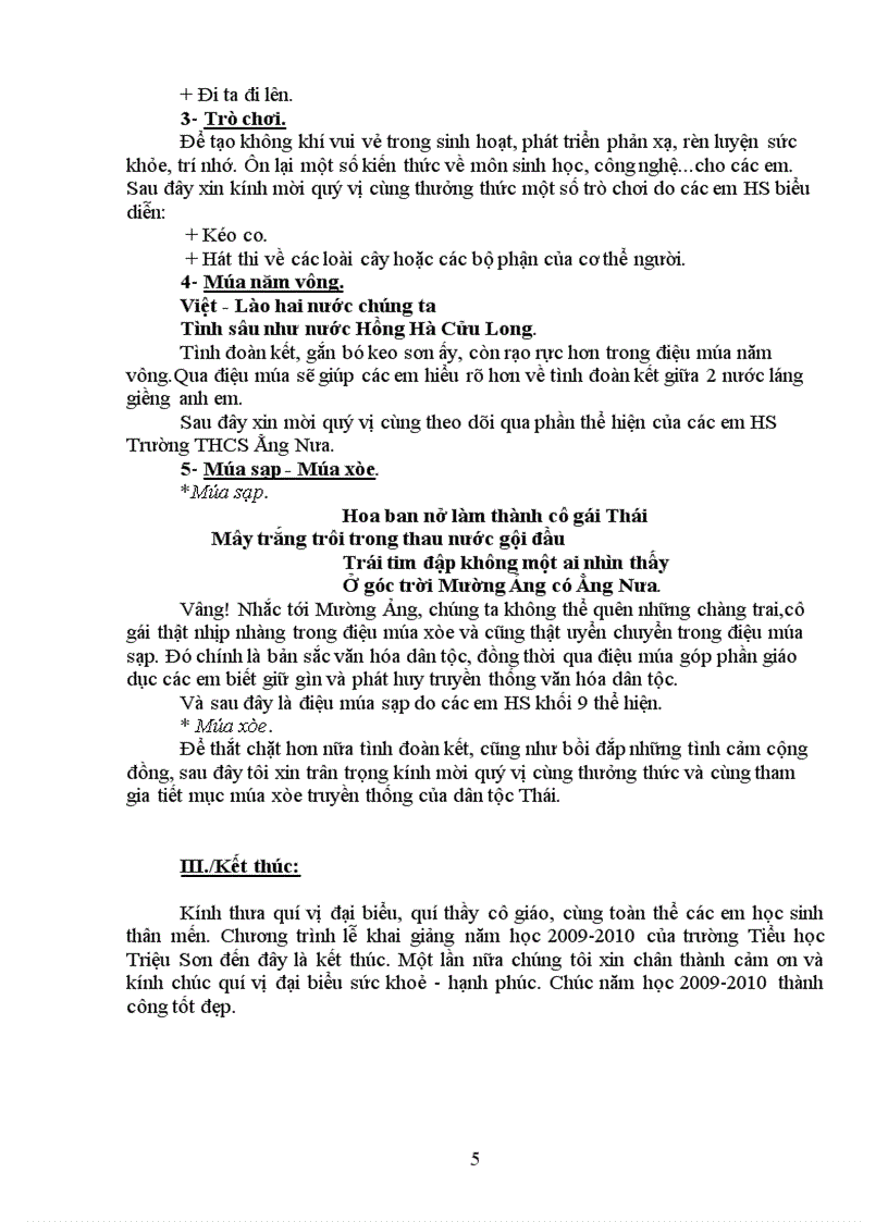 image for page Chương trình khai giảng năm học 2009 2010