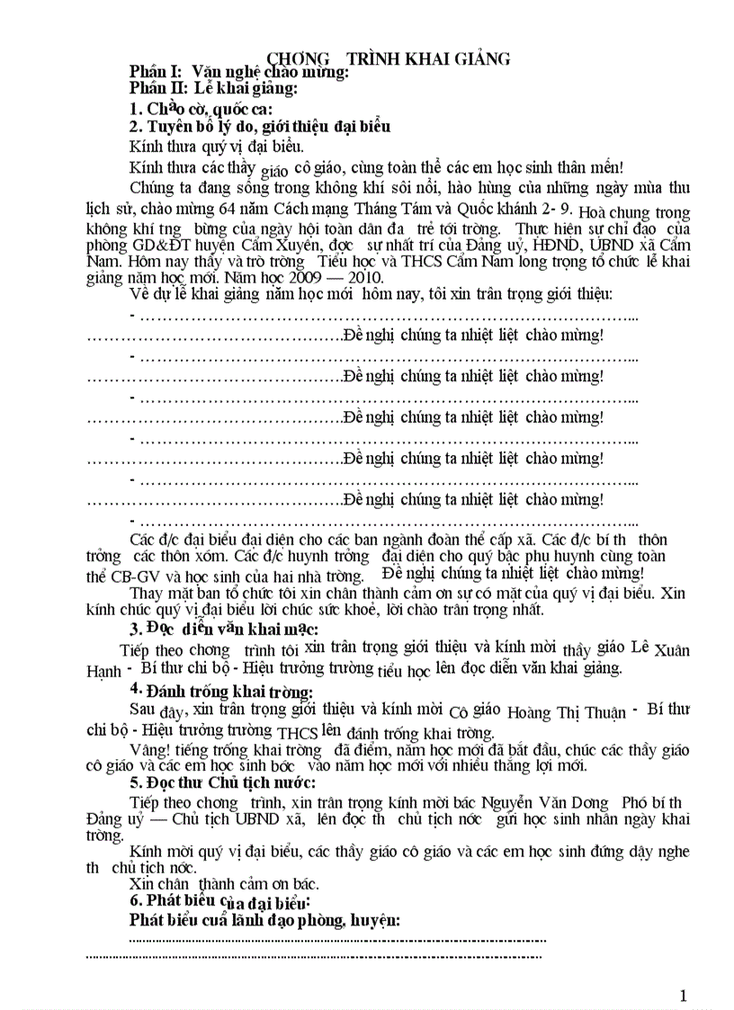 image for page Chuong trinh khai giang nam hoc don chuan