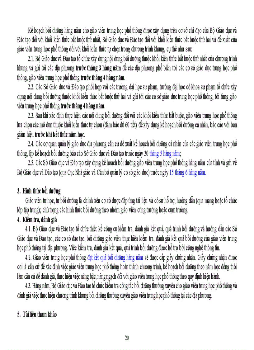 image for page Chương trình khung bồi dưỡng thường xuyên giáo viên trung học phổ thông