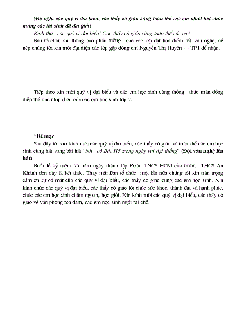 image for page Chương trình kỷ niệm 75 năm thành lập Đoàn TNCS HCM