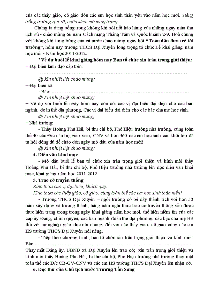 image for page Chương trình lễ khai giảng 2011 2012