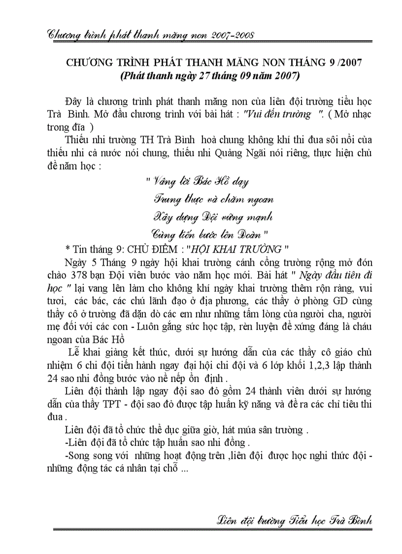 image for page Chương trình PTMN hằng tháng của Đọi TNTP