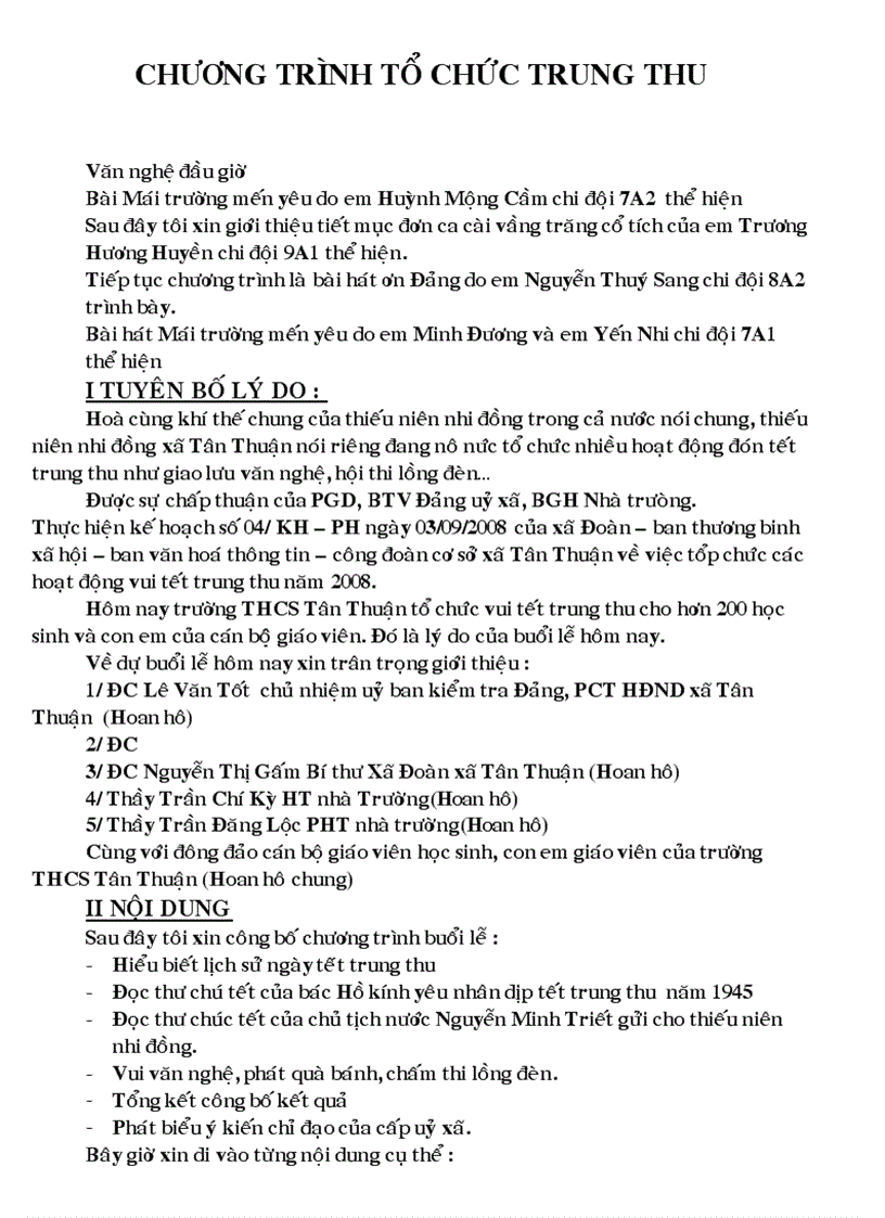 image for page Chương trình tổ chức tết trung thu cho HS THCS