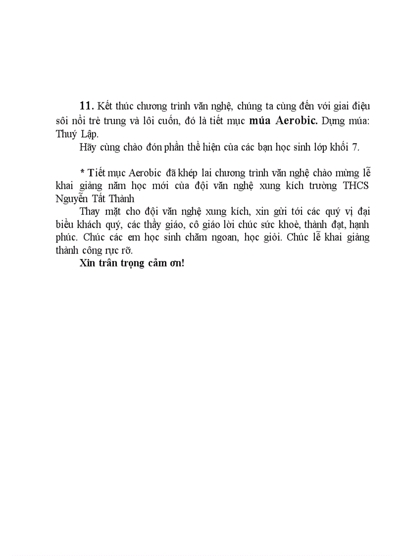 image for page Chương trình văn nghệ khai giảng