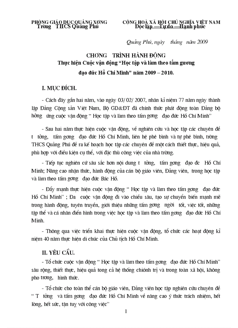 image for page Chươngtrinh hành động HT và LTTGDDHCM