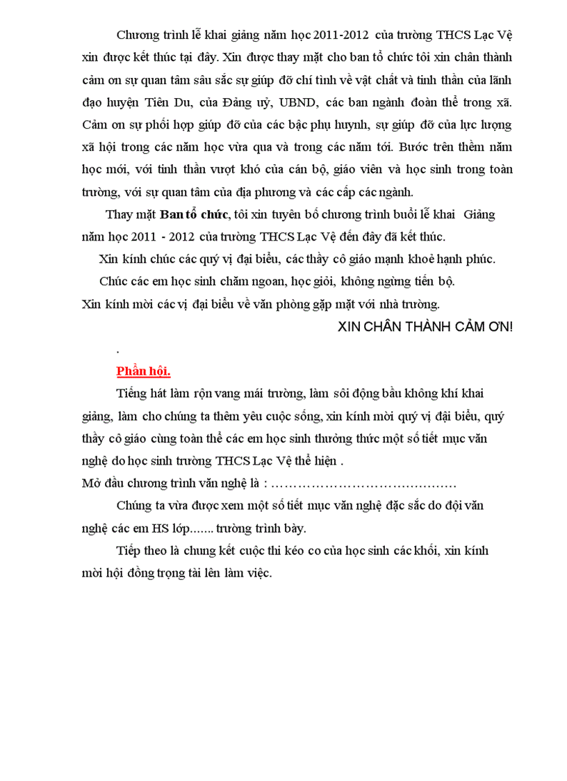 image for page Chương trình Lễ khai giang năm học 2011 2012 1