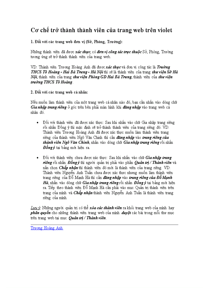 image for page Cơ chế trở thành thành viên của trang web trên violet