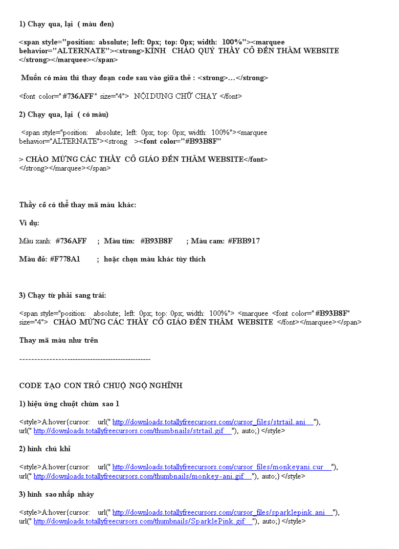 image for page Code trang trí web