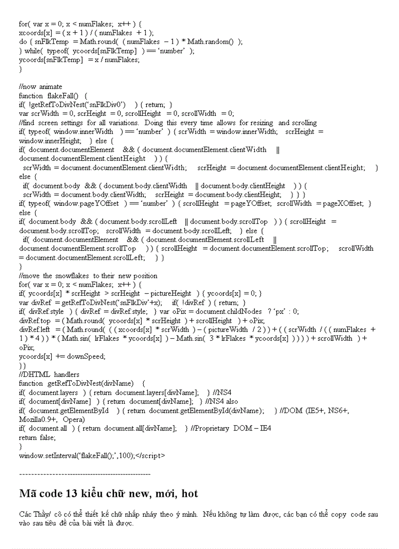 image for page Code trang trí web