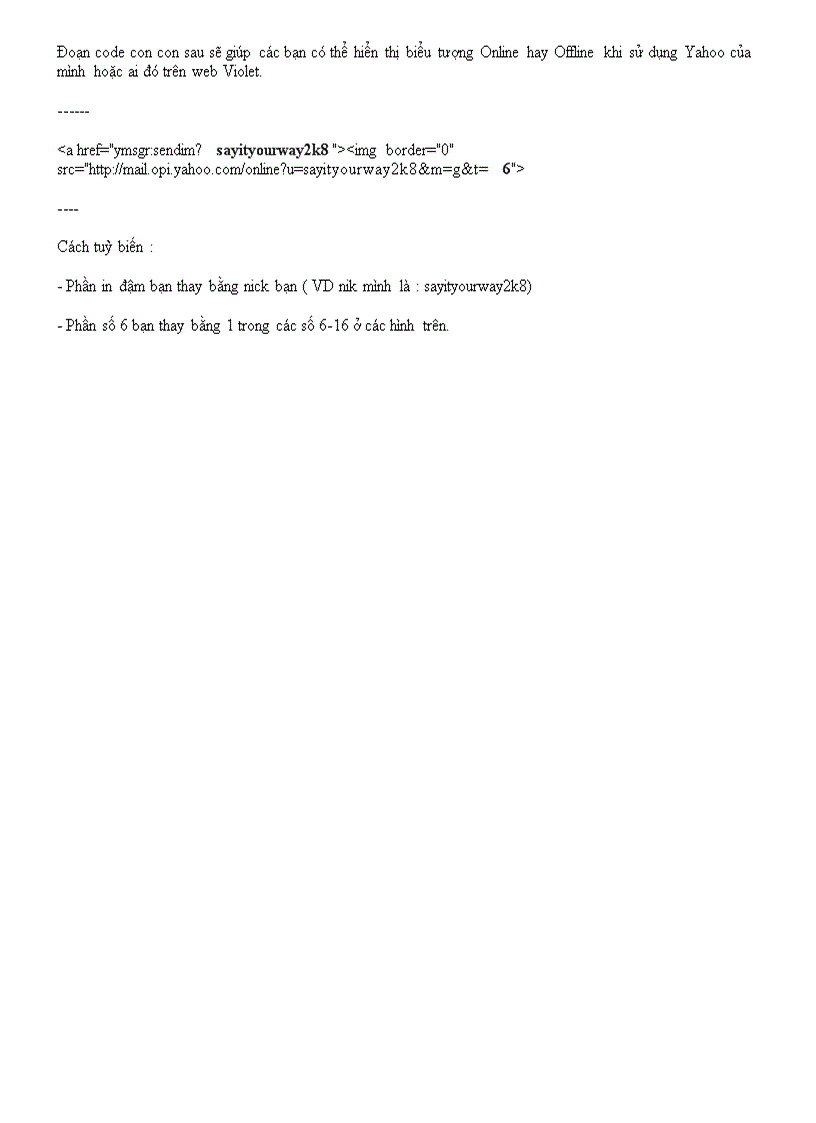 image for page Code chèn chat yahoo vào trang riêng