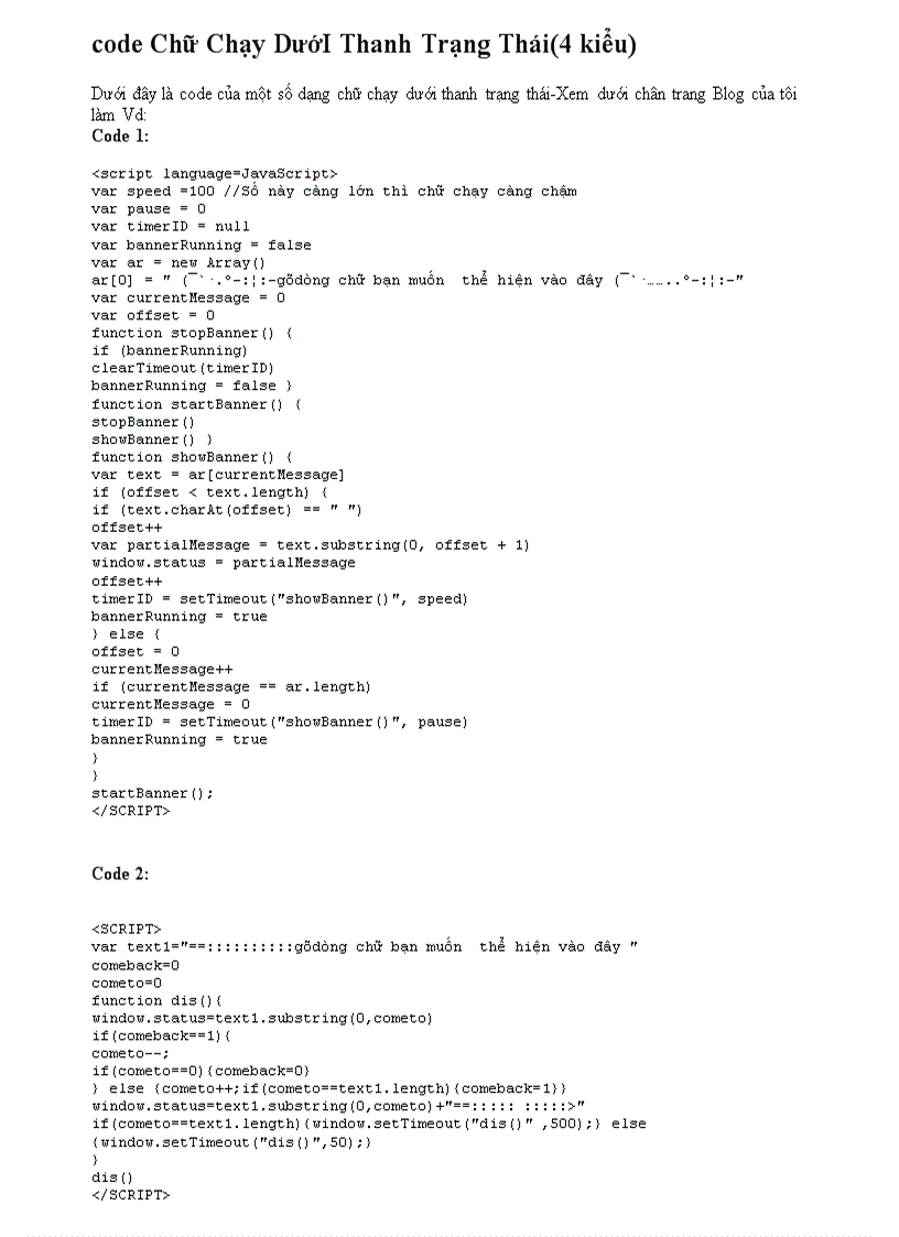 image for page Code chữ chạy đướ thanh trạng thái