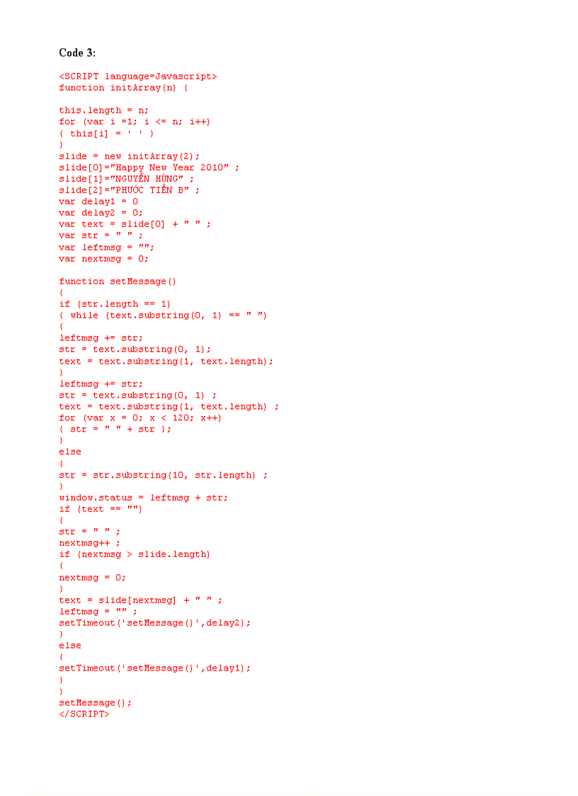 image for page Code chữ chạy đướ thanh trạng thái