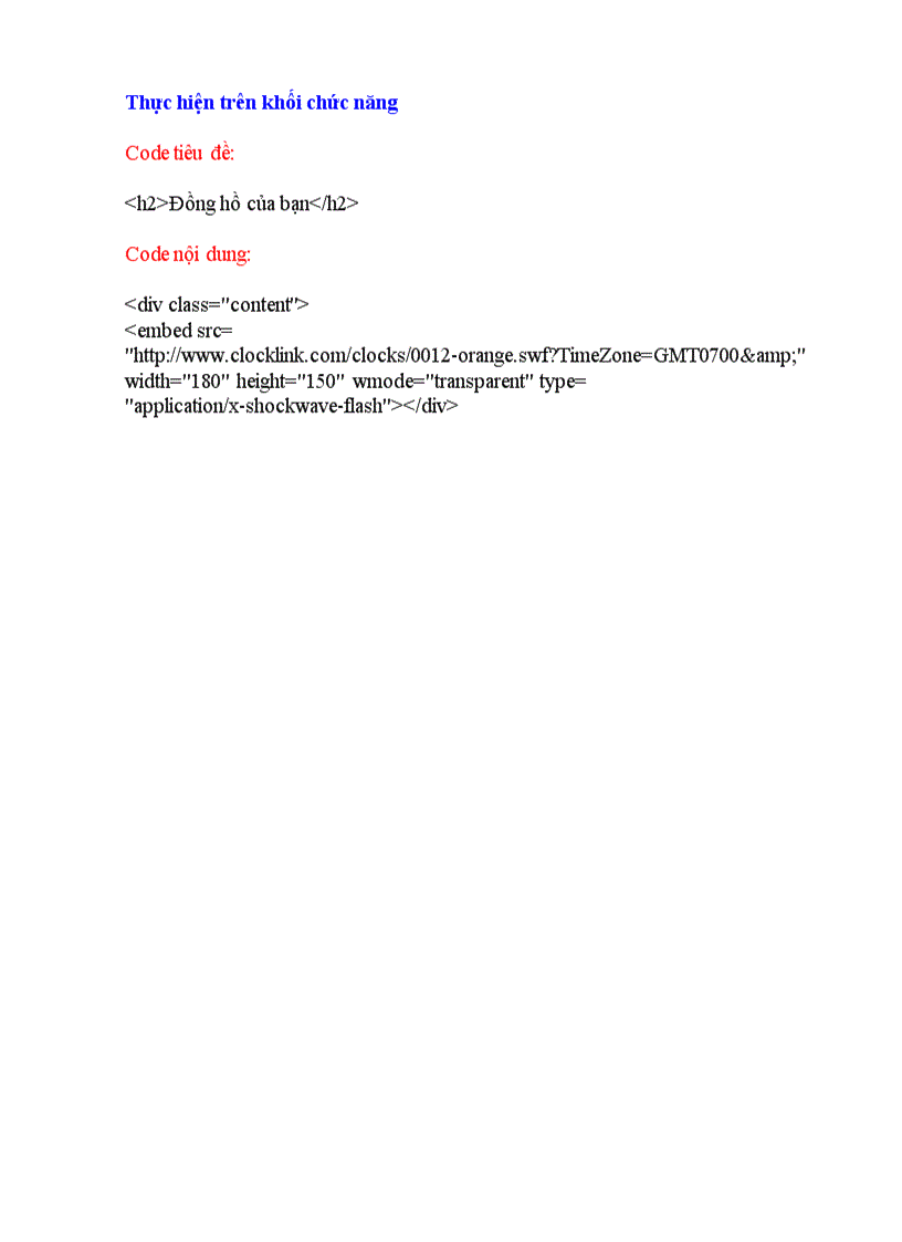 image for page Code Đồng hồ của bạn Khối chức năng